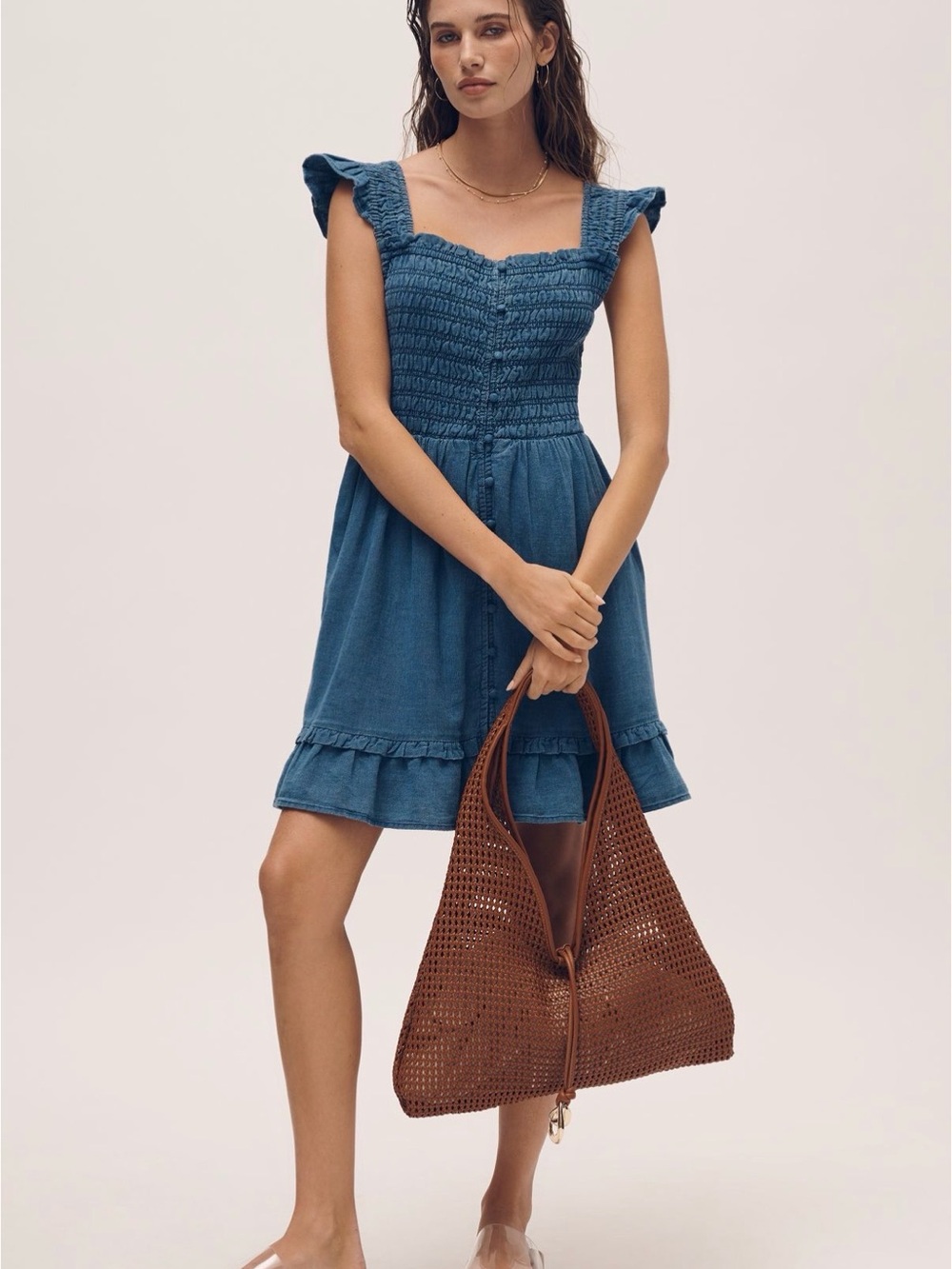 Anthropologie Peregrine Denim Cotton Mini Dress